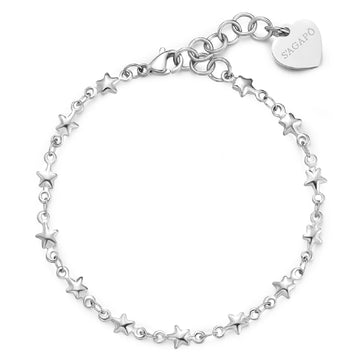 Bracciale donna S'agapõ Chunky in acciaio con catena a stelle 18,5 cm