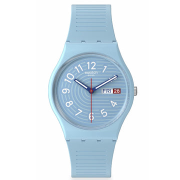 Orologi unisex Swatch Essentials cassa biologica cinturino in silicone azzurro 34mm