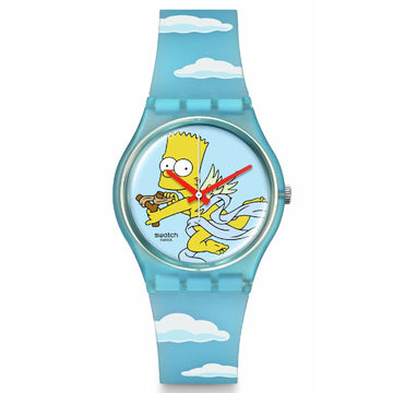 Orologio unisex Swatch The Simpson Bart Cupido silicone azzurro cassa 34mm