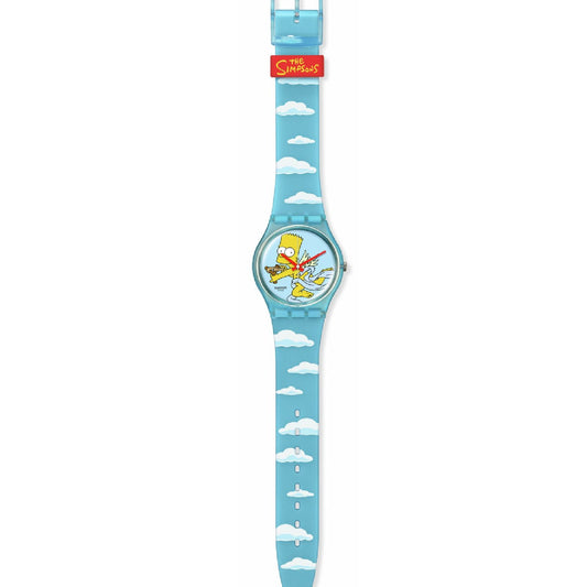 Orologio unisex Swatch The Simpson Bart Cupido silicone azzurro cassa 34mm