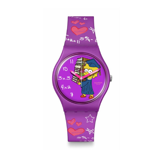 Orologio donna Swatch The Simpson con Lisa in silicone viola cassa 34mm