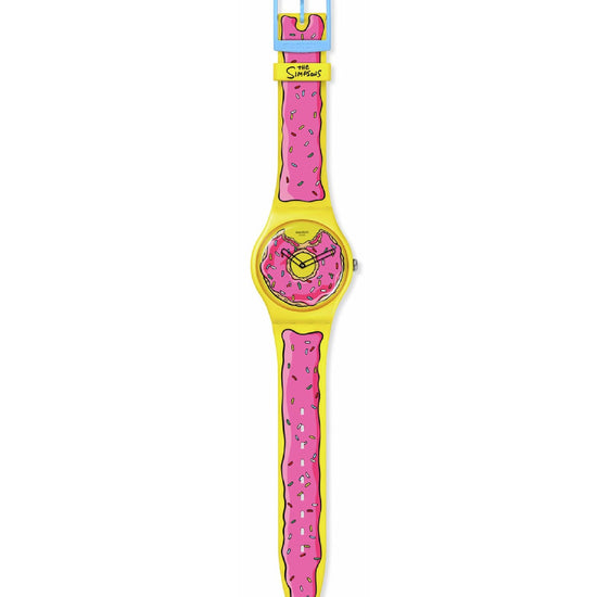 Orologio Swatch The Simpson Collection unisex materiale biologico silicone giallo rosa cassa 41mm SO29Z134-2