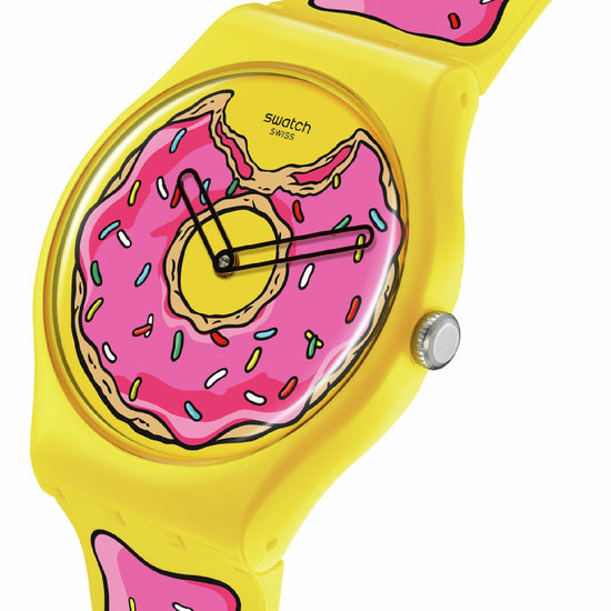 Orologio Swatch The Simpson Collection unisex materiale biologico silicone giallo rosa cassa 41mm SO29Z134-4