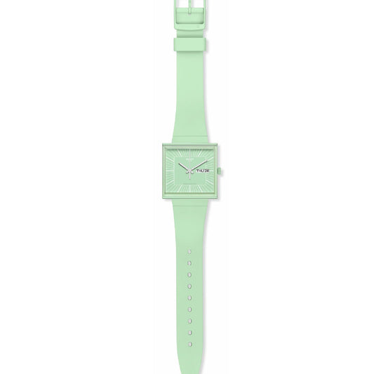 Orologio unisex Swatch What if? cassa quadrata in bioceramic verde 41,8mm