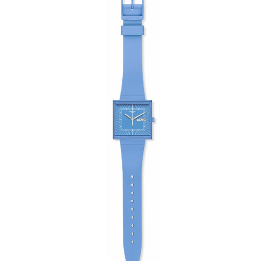 Orologio unisex Swatch What if? cassa quadrata in bioceramic blu 41,8mm