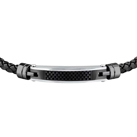 Bracciale uomo Morellato Moody acciaio e pelle nera