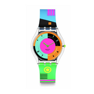 Orologio unisex Swatch Neon HOT RACER quadrante multicolor cassa di 34mm