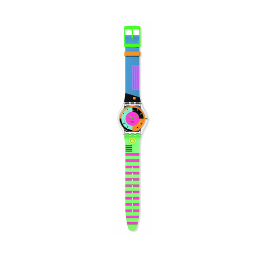 Orologio unisex Swatch Neon HOT RACER quadrante multicolor cassa di 34mm