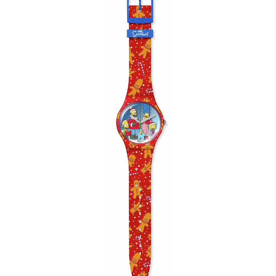 Orologio Swatch The Simpson Collection unisex materiale biologico silicone rosso cassa 41mm SUOZ361-2