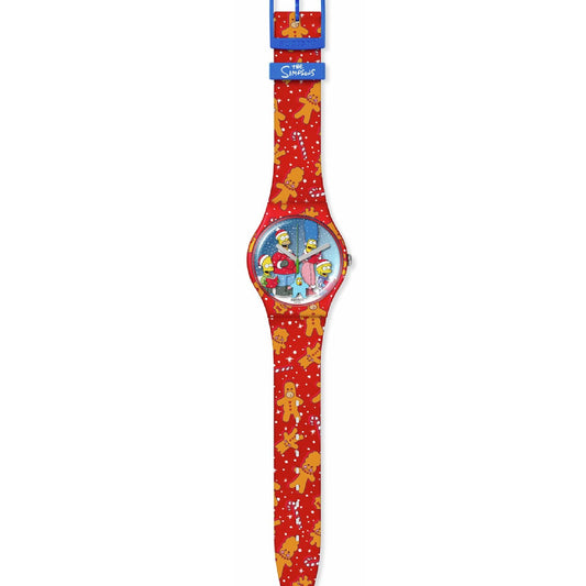 Orologio Swatch The Simpson Collection unisex materiale biologico silicone rosso cassa 41mm SUOZ361-2