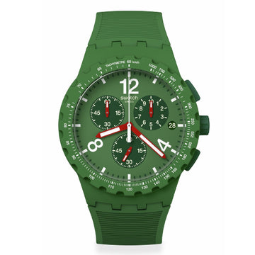 Orologio crono uomo Swatch Essentials in plastica e silicone verde 42mm