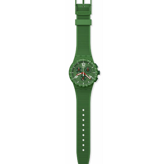 Orologio crono uomo Swatch Essentials in plastica e silicone verde 42mm