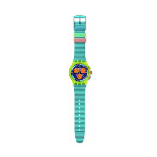 Orologio unisex Swatch Neon WAVE plastica verde quadrante multicolor 42mm SUSJ404-2