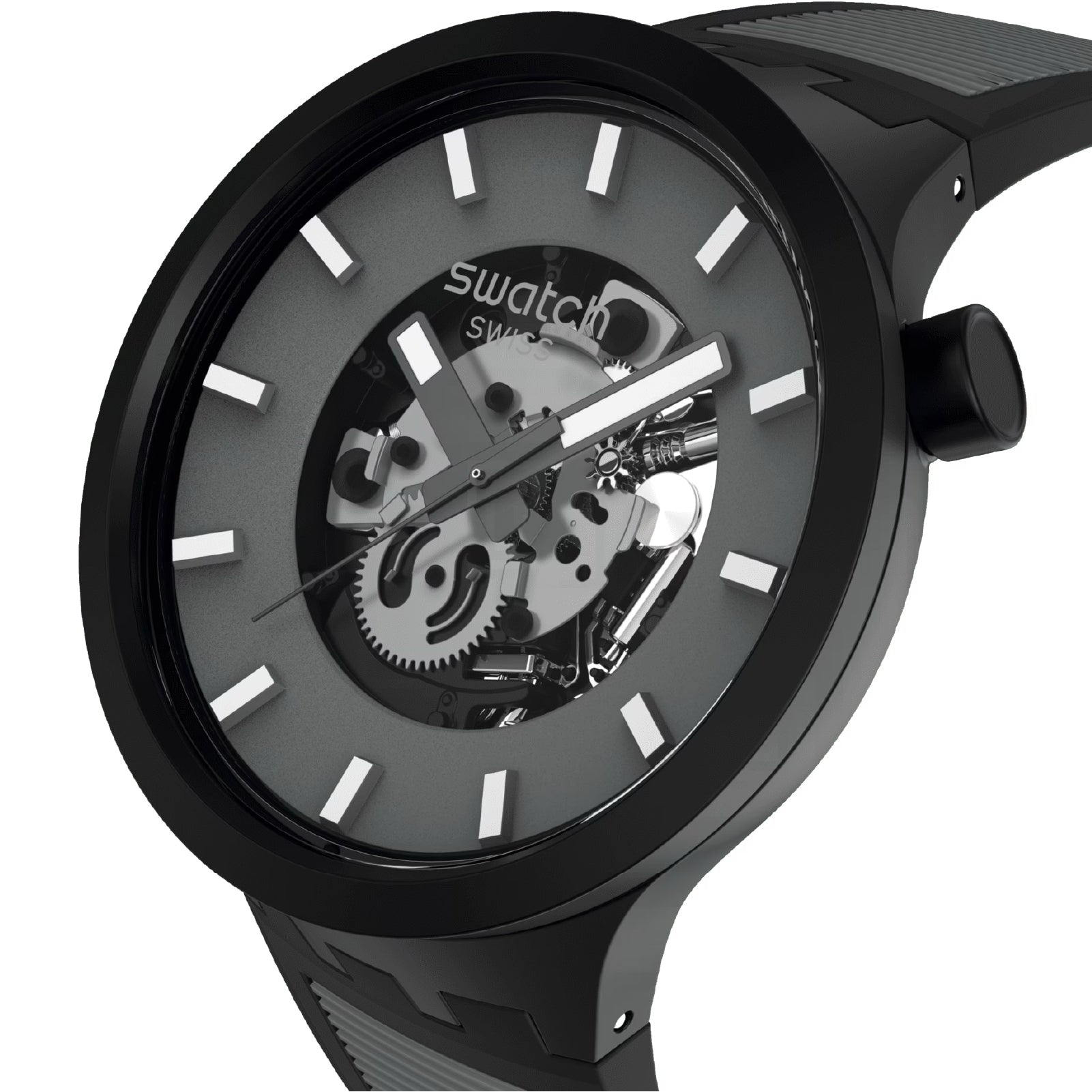 Orologio al quarzo Swatch in silicone color nero da uomo MISURA UNICA