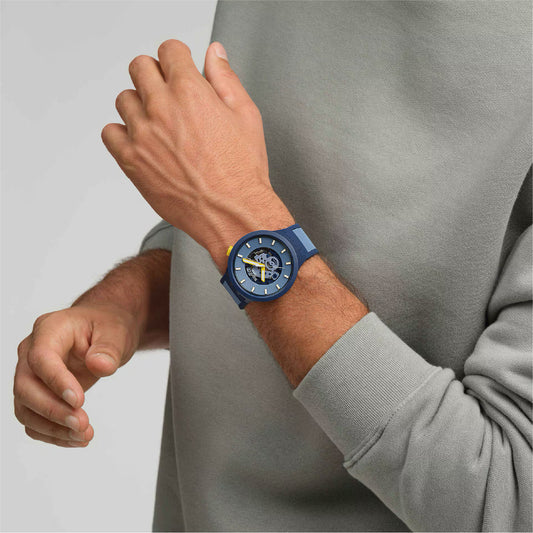 Orologio al quarzo Swatch in silicone color blu da uomo SW.SB05N117