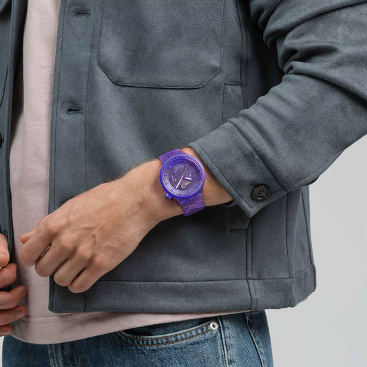 Orologio al quarzo Swatch colore viola trasparente unisex MISURA UNICA