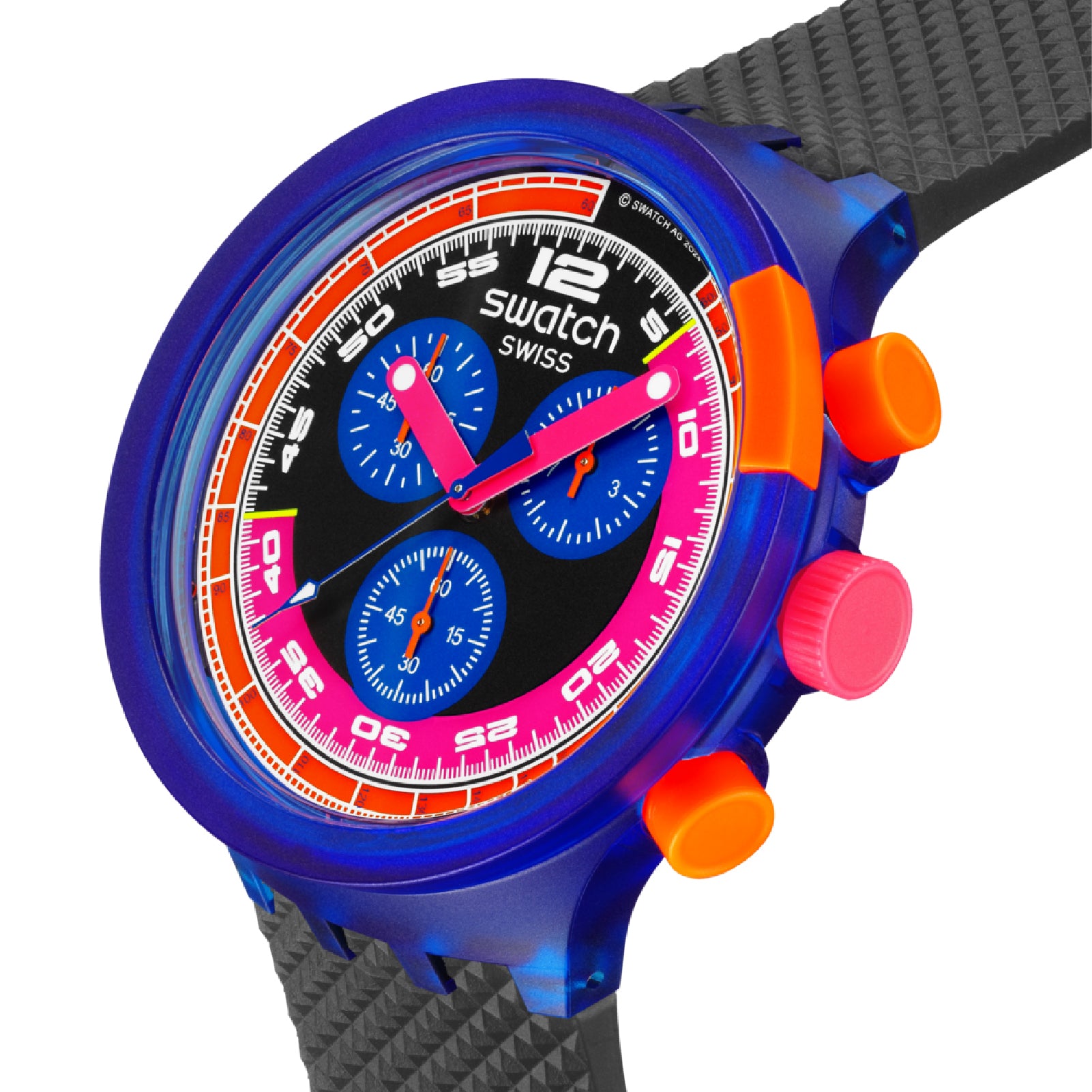 Orologio crono Swatch Neon party max in materiale biosourced MISURA UNICA