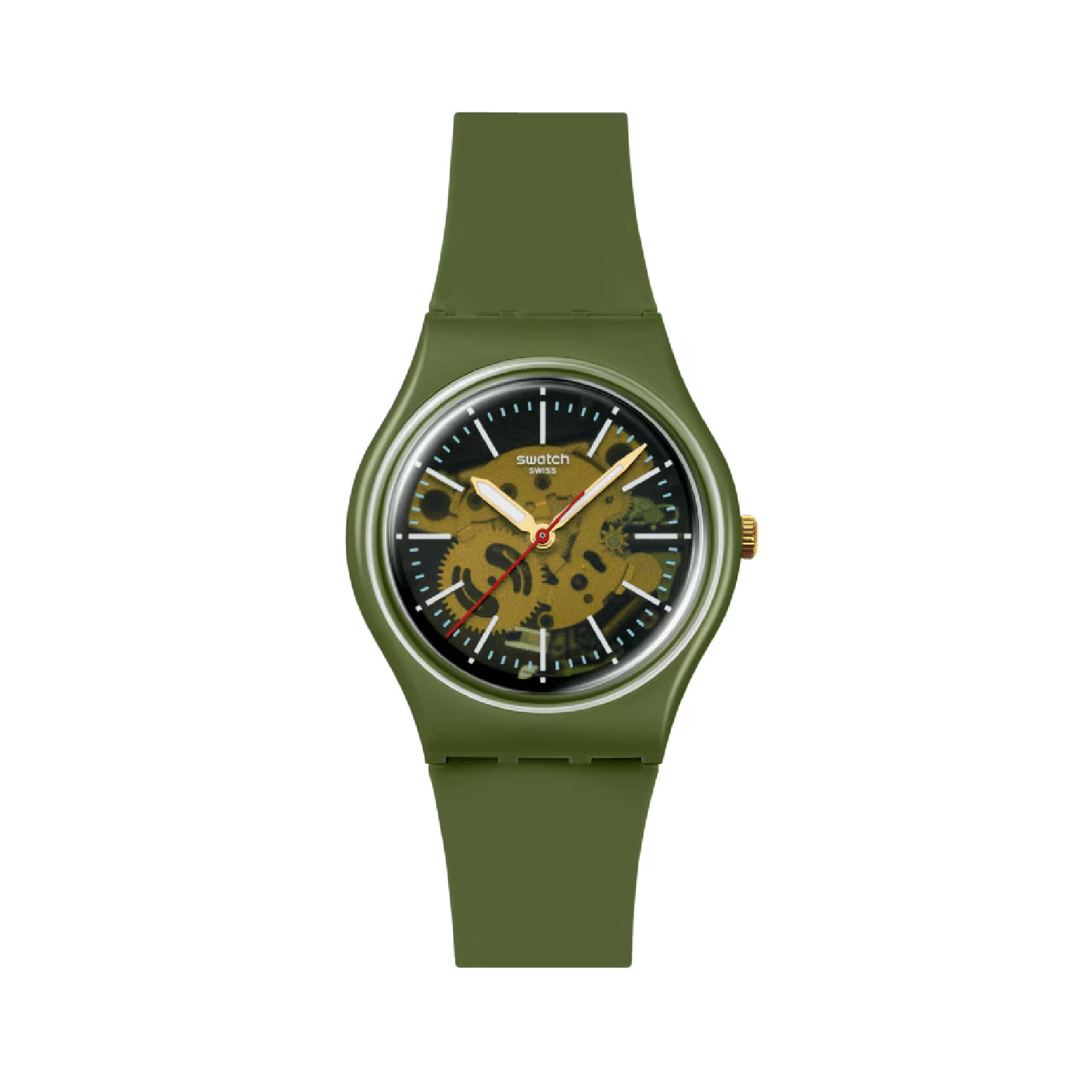 Orologio solo tempo Swatch in silicone di colore verde unisex MISURA UNICA