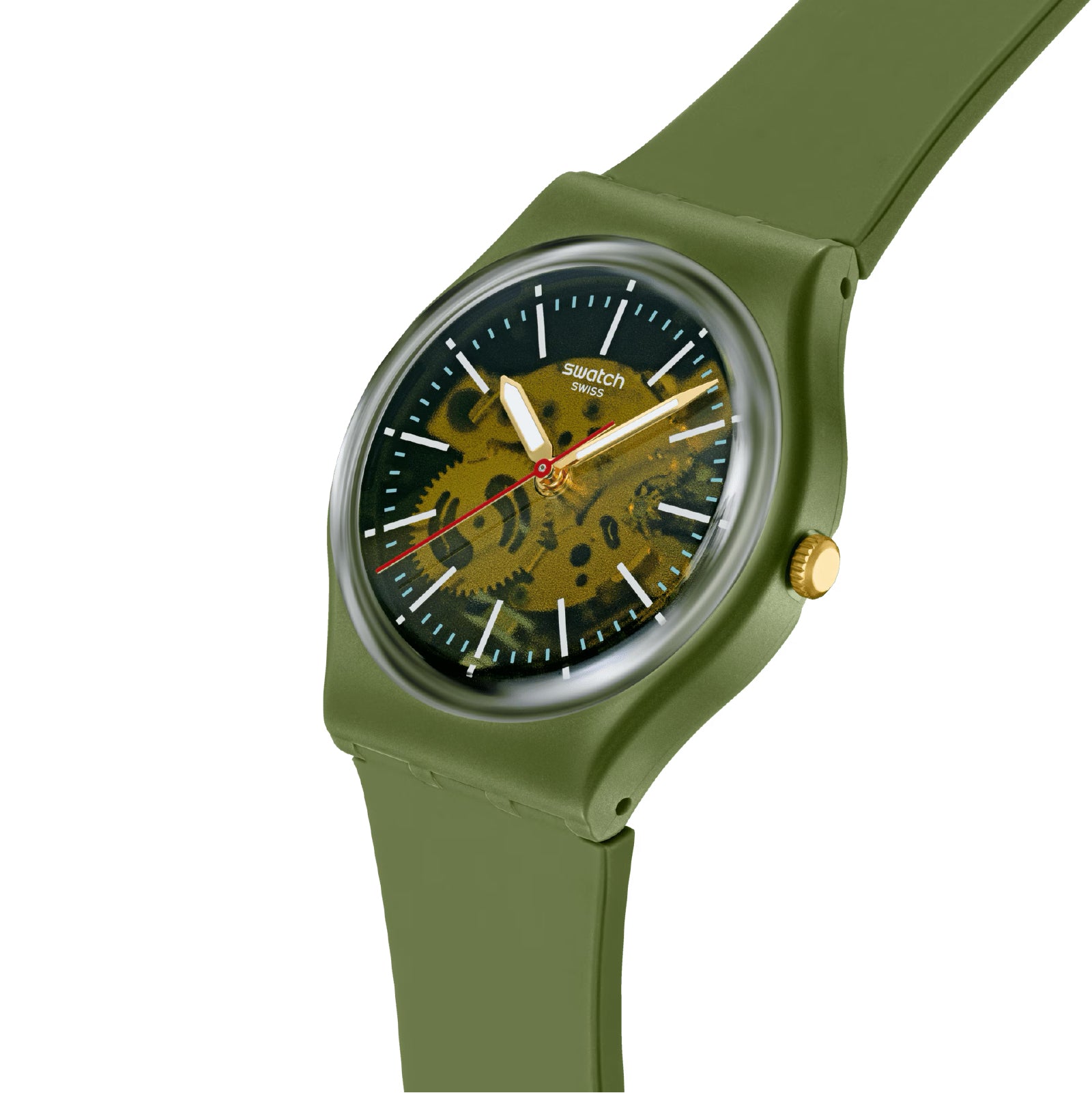 Orologio solo tempo Swatch in silicone di colore verde unisex MISURA UNICA