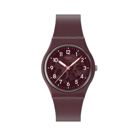 Orologio solo tempo Swatch in silicone color bordeaux unisex SW.SO28R115