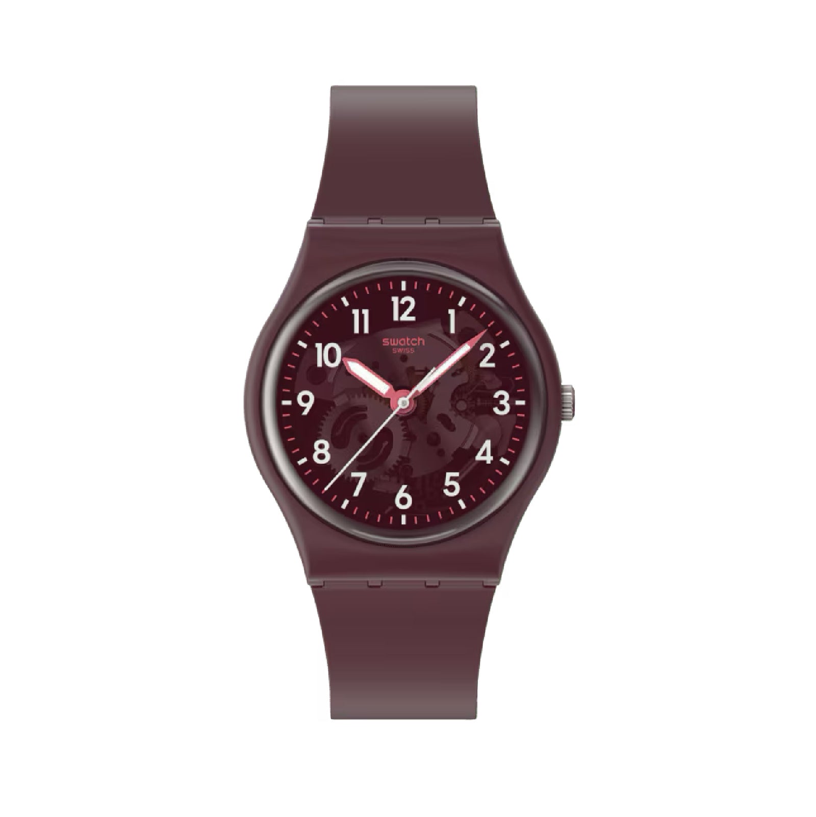 Orologio solo tempo Swatch in silicone color bordeaux unisex MISURA UNICA