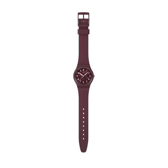 Orologio solo tempo Swatch in silicone color bordeaux unisex SW.SO28R115