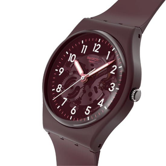 Orologio solo tempo Swatch in silicone color bordeaux unisex SW.SO28R115