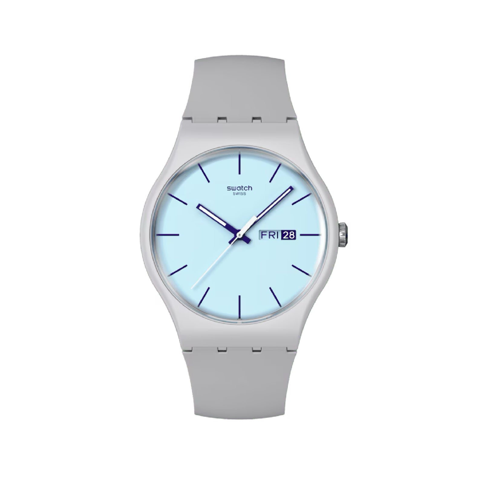 Orologio solo tempo Swatch in silicone grigio e azzurro unisex MISURA UNICA