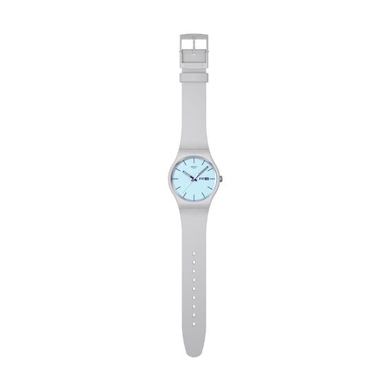 Orologio solo tempo Swatch in silicone grigio e azzurro unisex SW.SO29M702