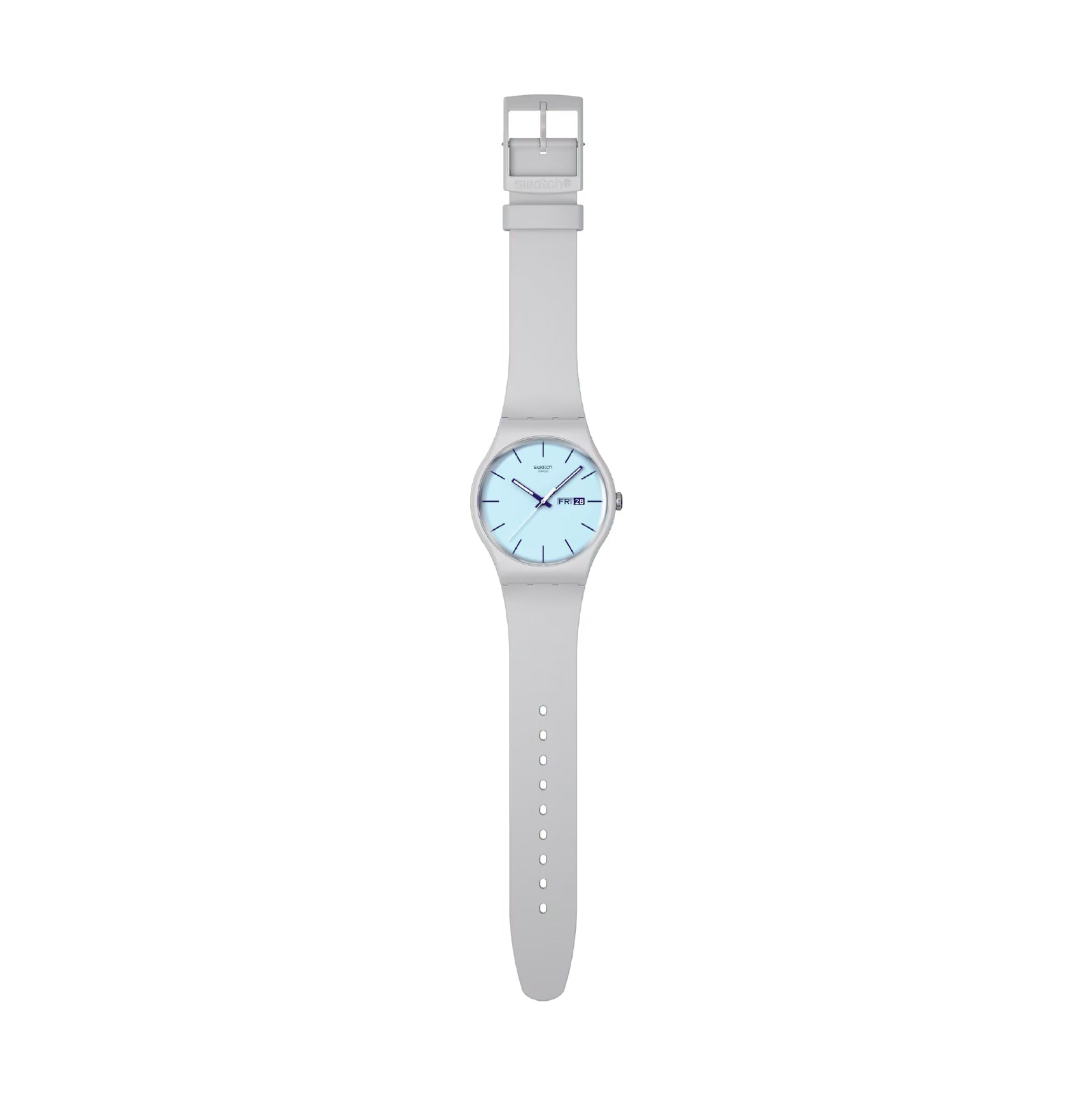 Orologio solo tempo Swatch in silicone grigio e azzurro unisex MISURA UNICA