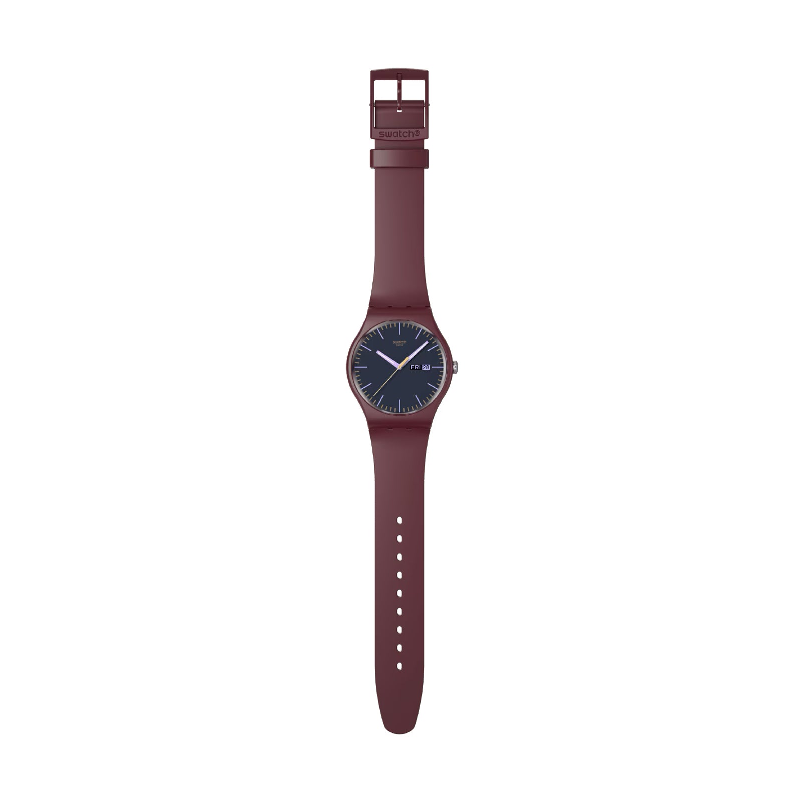 Orologio solo tempo Swatch in silicone bordeaux e nero unisex MISURA UNICA