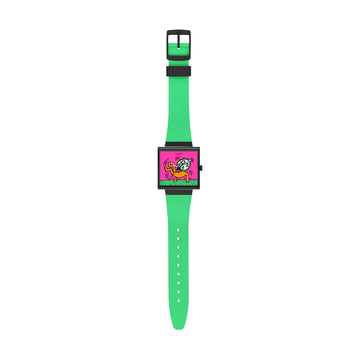 Orologio solo tempo Swatch in bioceramic fucsia e verde MISURA UNICA