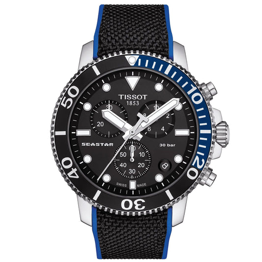 Orologio uomo crono Tissot T-Sport acciaio silicone e tessuto 45mm