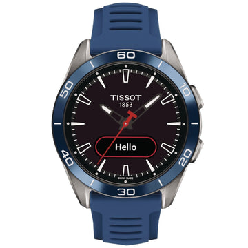 Orologio Connect Solar uomo Tissot T-Touch in titanio con cinturino silicone blu 43,75 mm