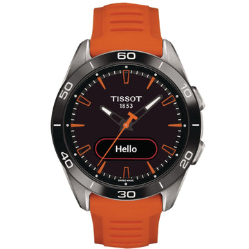 Orologio Connect Solar uomo Tissot T-Touch in titanio con cinturino silicone arancione 43,75 mm