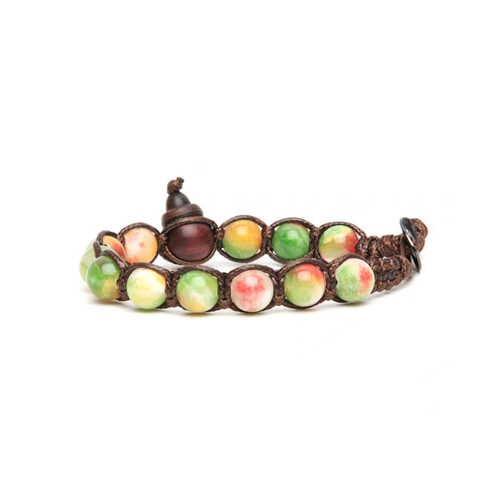 Bracciale Tamashii cordino pietre di giada kiwi e calabash REGOLABILE