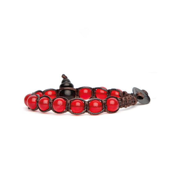 Bracciale Tamashii Shungite cordino e Agata rosso passione REGOLABILE