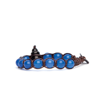 Bracciale Tamashii Shungite cordino e con Agata blu REGOLABILE