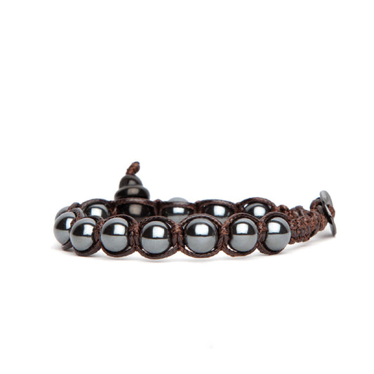 Bracciale Tamashii Shungite in cordino e pietre di Ematite REGOLABILE