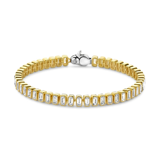 Bracciale TI SENTO Milano in argento placcato oro con zirconi Regolabile 15,7-17,5 cm