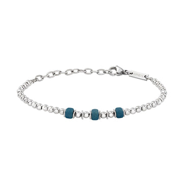 Bracciale uomo Breil Mixology acciaio con ceramica greca blu