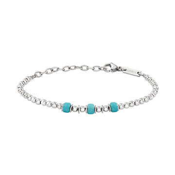 Bracciale uomo Breil Mixology acciaio con ceramica greca azzurro