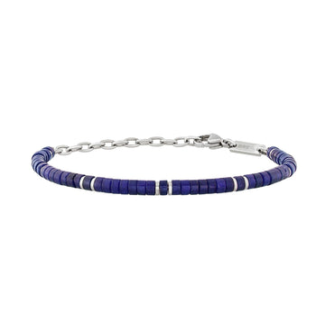 Bracciale uomo Breil Carvin in acciaio con agata blu