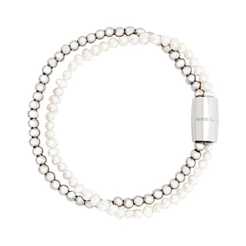 Bracciale donna Breil Magnetica System acciaio micro sfere e filo di perle