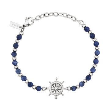 Bracciale uomo Breil SoundWave acciaio con sodalite blu e timone