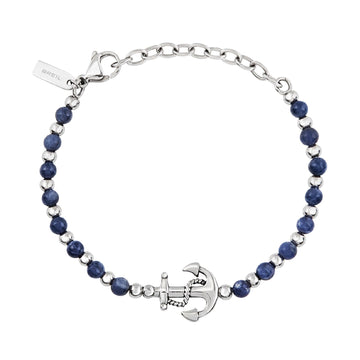 Bracciale uomo Breil SoundWave acciaio con sodalite blu e ancora