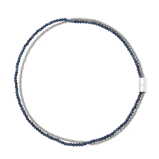 Collana donna Breil Magnetica System acciaio catena margherita e agata blu