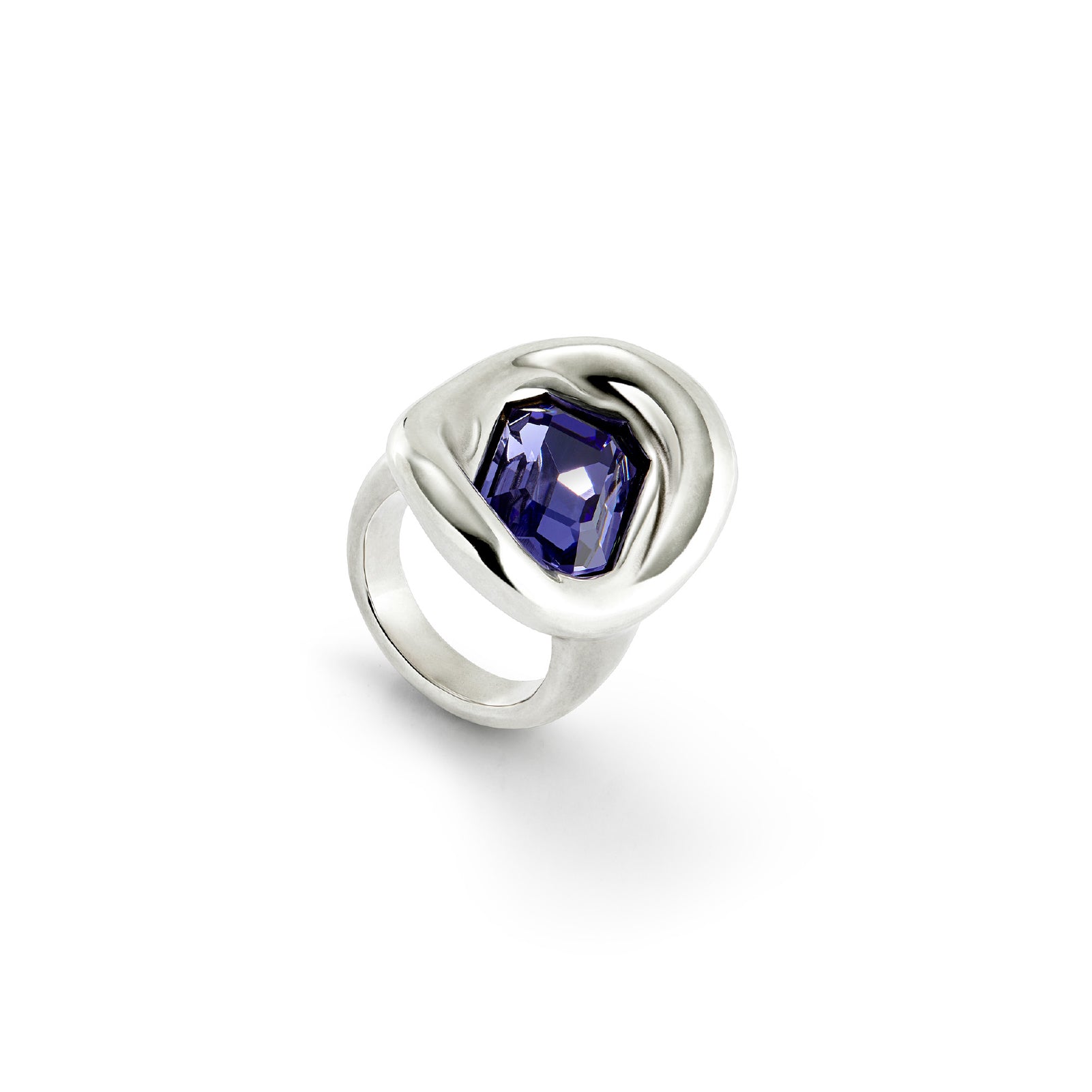 Anello UNO de 50 SER BRAVE rodiato con cristallo viola 15