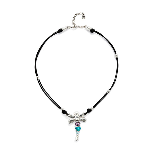 Collana Uno de 50 placcata argento e cristalli da donna 38 cm