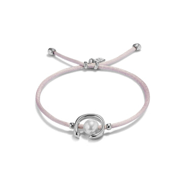 Bracciale con cordino Uno de 50 lilla con perla da donna 15,5 cm